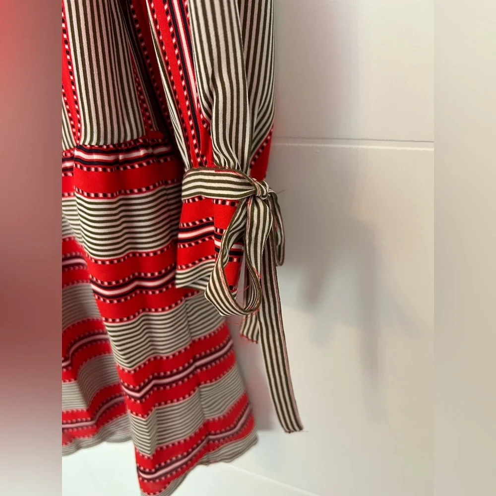 Loft Petites Size XXSP Red and Navy Striped Dress - Picture 3 of 5